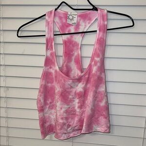 Offline Pink and White Tie-Dye Tank Top
